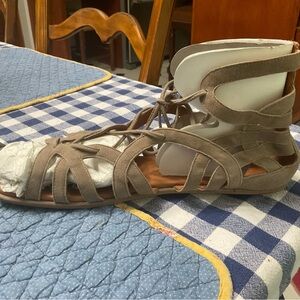 Gentle Souls taupe gladiator sandals